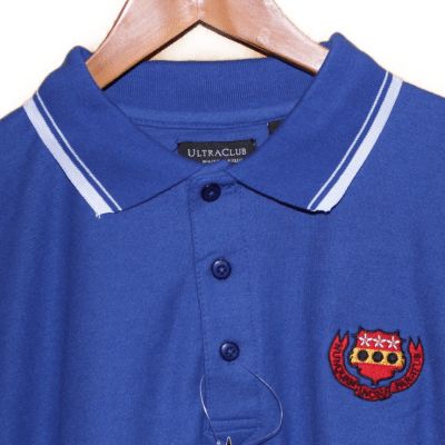 Blue w/ White Piping Polo Shirt L